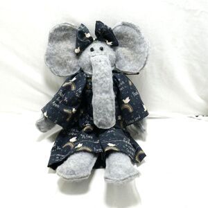 Handmade Felt Elephant Plush ~ 10” Stuffed Animal Toy Thank You Lord Clothes